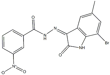 N'-(7-bromo-5-methyl-2-oxo-1,2-dihydro-3H-indol-3-ylidene)-3-nitrobenzohydrazide Struktur