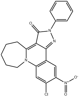 11-chloro-12-nitro-2-phenyl-2,4,5,6,7,8-hexahydro-3H-azepino[1,2-a]pyrazolo[4,3-c]quinolin-3-one Struktur