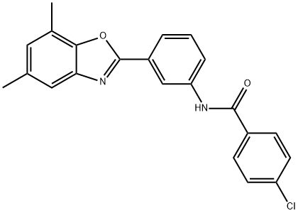 4-chloro-N-[3-(5,7-dimethyl-1,3-benzoxazol-2-yl)phenyl]benzamide Struktur