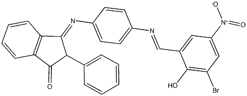 3-{[4-({3-bromo-2-hydroxy-5-nitrobenzylidene}amino)phenyl]imino}-2-phenyl-1-indanone Struktur