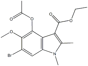 ethyl 4-(acetyloxy)-6-bromo-5-methoxy-1,2-dimethyl-1H-indole-3-carboxylate Struktur