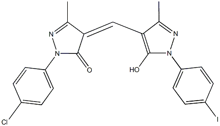 2-(4-chlorophenyl)-4-{[5-hydroxy-1-(4-iodophenyl)-3-methyl-1H-pyrazol-4-yl]methylene}-5-methyl-2,4-dihydro-3H-pyrazol-3-one Struktur