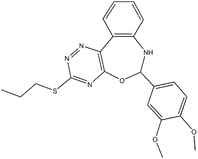 6-(3,4-dimethoxyphenyl)-3-(propylsulfanyl)-6,7-dihydro[1,2,4]triazino[5,6-d][3,1]benzoxazepine Struktur