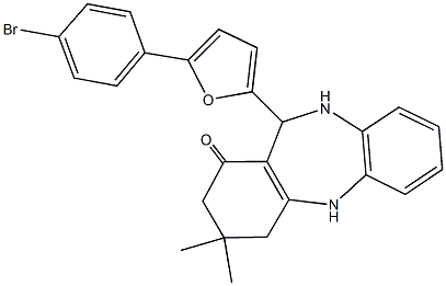 11-[5-(4-bromophenyl)-2-furyl]-3,3-dimethyl-2,3,4,5,10,11-hexahydro-1H-dibenzo[b,e][1,4]diazepin-1-one Struktur