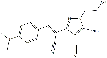 5-amino-3-{1-cyano-2-[4-(dimethylamino)phenyl]vinyl}-1-(2-hydroxyethyl)-1H-pyrazole-4-carbonitrile Struktur