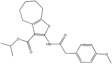 isopropyl 2-{[(4-methoxyphenyl)acetyl]amino}-5,6,7,8-tetrahydro-4H-cyclohepta[b]thiophene-3-carboxylate Struktur