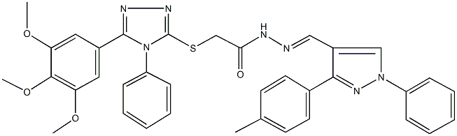 N'-{[3-(4-methylphenyl)-1-phenyl-1H-pyrazol-4-yl]methylene}-2-{[4-phenyl-5-(3,4,5-trimethoxyphenyl)-4H-1,2,4-triazol-3-yl]sulfanyl}acetohydrazide Struktur