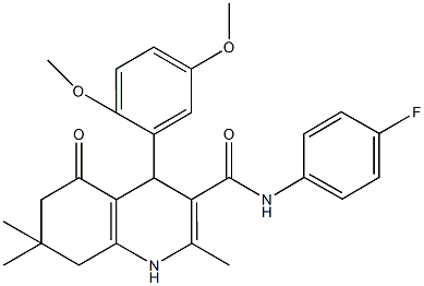 4-(2,5-dimethoxyphenyl)-N-(4-fluorophenyl)-2,7,7-trimethyl-5-oxo-1,4,5,6,7,8-hexahydro-3-quinolinecarboxamide Struktur