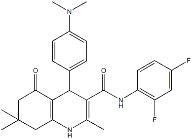 N-(2,4-difluorophenyl)-4-[4-(dimethylamino)phenyl]-2,7,7-trimethyl-5-oxo-1,4,5,6,7,8-hexahydro-3-quinolinecarboxamide Struktur