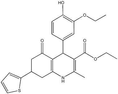 ethyl 4-(3-ethoxy-4-hydroxyphenyl)-2-methyl-5-oxo-7-(2-thienyl)-1,4,5,6,7,8-hexahydro-3-quinolinecarboxylate Struktur