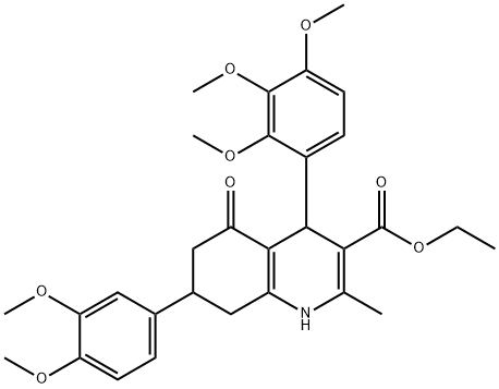 ethyl 7-(3,4-dimethoxyphenyl)-2-methyl-5-oxo-4-(2,3,4-trimethoxyphenyl)-1,4,5,6,7,8-hexahydro-3-quinolinecarboxylate Struktur