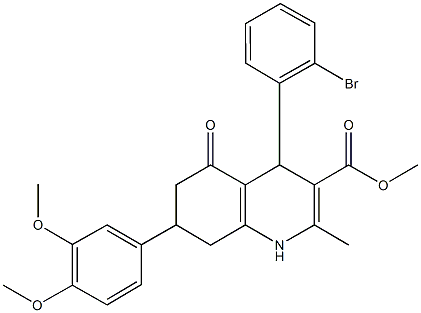 methyl 4-(2-bromophenyl)-7-(3,4-dimethoxyphenyl)-2-methyl-5-oxo-1,4,5,6,7,8-hexahydro-3-quinolinecarboxylate Struktur