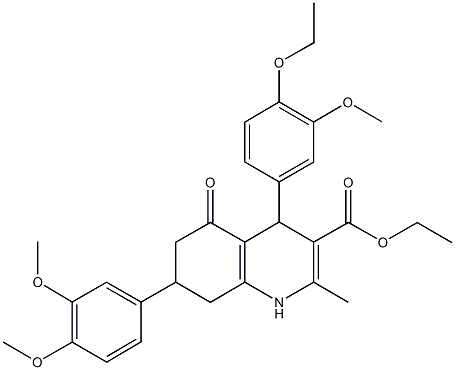 ethyl 7-(3,4-dimethoxyphenyl)-4-(4-ethoxy-3-methoxyphenyl)-2-methyl-5-oxo-1,4,5,6,7,8-hexahydro-3-quinolinecarboxylate Struktur