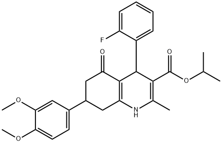 isopropyl 7-(3,4-dimethoxyphenyl)-4-(2-fluorophenyl)-2-methyl-5-oxo-1,4,5,6,7,8-hexahydro-3-quinolinecarboxylate Struktur