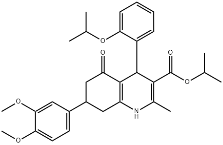 isopropyl 7-(3,4-dimethoxyphenyl)-4-(2-isopropoxyphenyl)-2-methyl-5-oxo-1,4,5,6,7,8-hexahydro-3-quinolinecarboxylate Struktur