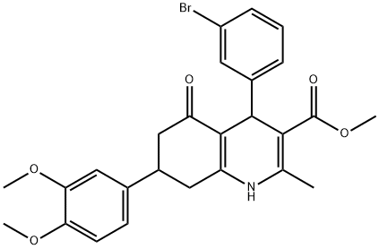 methyl 4-(3-bromophenyl)-7-(3,4-dimethoxyphenyl)-2-methyl-5-oxo-1,4,5,6,7,8-hexahydro-3-quinolinecarboxylate Struktur