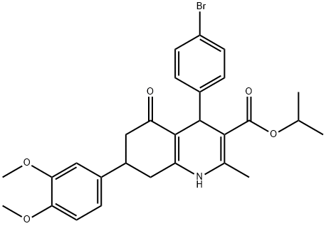 isopropyl 4-(4-bromophenyl)-7-(3,4-dimethoxyphenyl)-2-methyl-5-oxo-1,4,5,6,7,8-hexahydro-3-quinolinecarboxylate Struktur