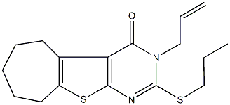 3-allyl-2-(propylsulfanyl)-3,5,6,7,8,9-hexahydro-4H-cyclohepta[4,5]thieno[2,3-d]pyrimidin-4-one Struktur