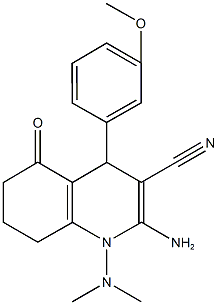 2-amino-1-(dimethylamino)-4-(3-methoxyphenyl)-5-oxo-1,4,5,6,7,8-hexahydro-3-quinolinecarbonitrile Struktur