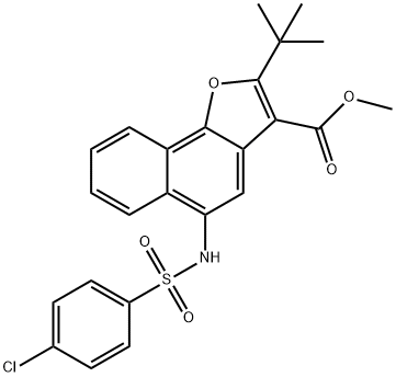 methyl 2-tert-butyl-5-{[(4-chlorophenyl)sulfonyl]amino}naphtho[1,2-b]furan-3-carboxylate Struktur