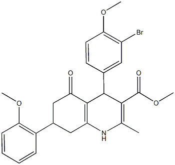 methyl 4-(3-bromo-4-methoxyphenyl)-7-(2-methoxyphenyl)-2-methyl-5-oxo-1,4,5,6,7,8-hexahydro-3-quinolinecarboxylate Struktur