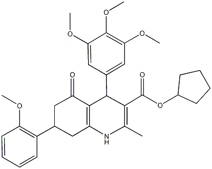 cyclopentyl 7-(2-methoxyphenyl)-2-methyl-5-oxo-4-(3,4,5-trimethoxyphenyl)-1,4,5,6,7,8-hexahydro-3-quinolinecarboxylate Struktur