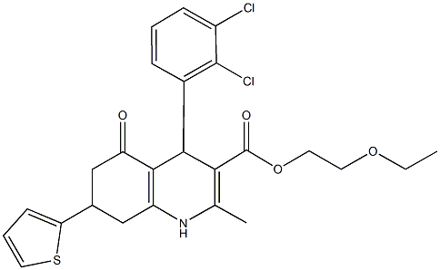 2-ethoxyethyl 4-(2,3-dichlorophenyl)-2-methyl-5-oxo-7-(2-thienyl)-1,4,5,6,7,8-hexahydro-3-quinolinecarboxylate Struktur