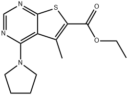 ethyl 5-methyl-4-(1-pyrrolidinyl)thieno[2,3-d]pyrimidine-6-carboxylate Struktur