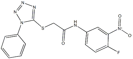 N-{4-fluoro-3-nitrophenyl}-2-[(1-phenyl-1H-tetraazol-5-yl)sulfanyl]acetamide Struktur