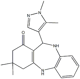 11-(1,5-dimethyl-1H-pyrazol-4-yl)-3,3-dimethyl-2,3,4,5,10,11-hexahydro-1H-dibenzo[b,e][1,4]diazepin-1-one Struktur