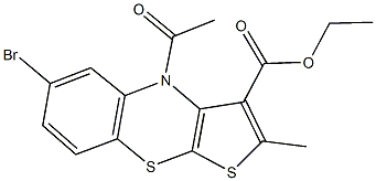 ethyl 4-acetyl-6-bromo-2-methyl-4H-thieno[2,3-b][1,4]benzothiazine-3-carboxylate Struktur