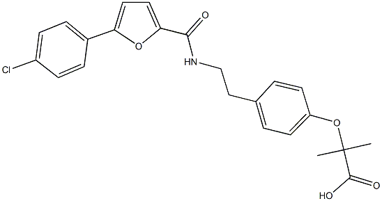 2-[4-(2-{[5-(4-chlorophenyl)-2-furoyl]amino}ethyl)phenoxy]-2-methylpropanoic acid Struktur