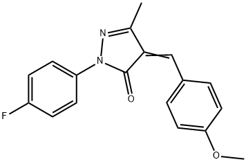 2-(4-fluorophenyl)-4-(4-methoxybenzylidene)-5-methyl-2,4-dihydro-3H-pyrazol-3-one Struktur