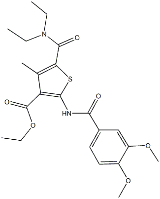 ethyl 5-[(diethylamino)carbonyl]-2-[(3,4-dimethoxybenzoyl)amino]-4-methyl-3-thiophenecarboxylate Struktur