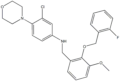 3-chloro-N-{[2-{[(2-fluorophenyl)methyl]oxy}-3-(methyloxy)phenyl]methyl}-4-morpholin-4-ylaniline Struktur