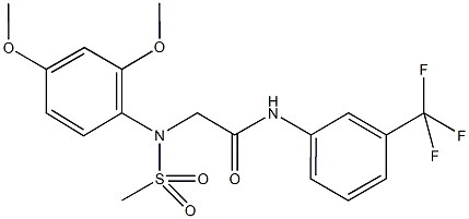 2-[2,4-dimethoxy(methylsulfonyl)anilino]-N-[3-(trifluoromethyl)phenyl]acetamide Struktur