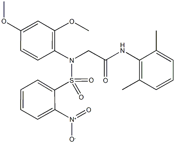 N-(2,6-dimethylphenyl)-2-[({2-nitrophenyl}sulfonyl)-2,4-dimethoxyanilino]acetamide Struktur