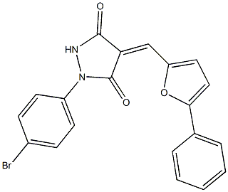 1-(4-bromophenyl)-4-[(5-phenyl-2-furyl)methylene]-3,5-pyrazolidinedione Struktur