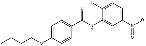 4-butoxy-N-{2-fluoro-5-nitrophenyl}benzamide Struktur