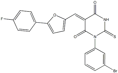 1-(3-bromophenyl)-5-{[5-(4-fluorophenyl)-2-furyl]methylene}-2-thioxodihydro-4,6(1H,5H)-pyrimidinedione Struktur