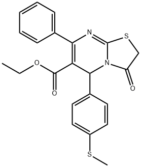 ethyl 5-[4-(methylsulfanyl)phenyl]-3-oxo-7-phenyl-2,3-dihydro-5H-[1,3]thiazolo[3,2-a]pyrimidine-6-carboxylate Struktur