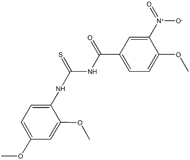 N-(2,4-dimethoxyphenyl)-N'-{3-nitro-4-methoxybenzoyl}thiourea Struktur