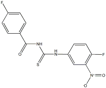 N-(4-fluorobenzoyl)-N'-{4-fluoro-3-nitrophenyl}thiourea Struktur