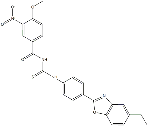 N-[4-(5-ethyl-1,3-benzoxazol-2-yl)phenyl]-N'-{3-nitro-4-methoxybenzoyl}thiourea Struktur