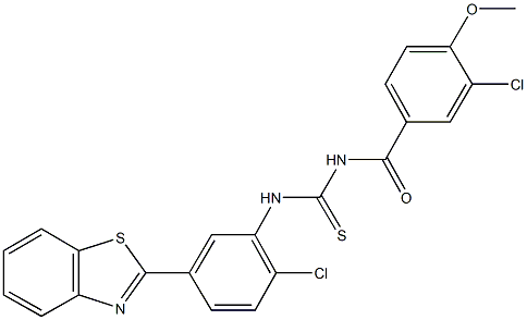 N-[5-(1,3-benzothiazol-2-yl)-2-chlorophenyl]-N'-(3-chloro-4-methoxybenzoyl)thiourea Struktur