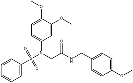 2-[3,4-dimethoxy(phenylsulfonyl)anilino]-N-(4-methoxybenzyl)acetamide Struktur