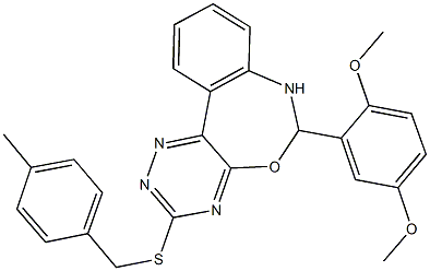 6-(2,5-dimethoxyphenyl)-3-[(4-methylbenzyl)sulfanyl]-6,7-dihydro[1,2,4]triazino[5,6-d][3,1]benzoxazepine Struktur