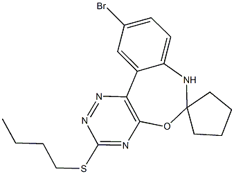 10-bromo-3-(butylsulfanyl)-6,7-dihydrospiro([1,2,4]triazino[5,6-d][3,1]benzoxazepine-6,1'-cyclopentane) Struktur