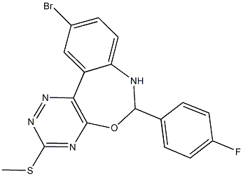 10-bromo-6-(4-fluorophenyl)-6,7-dihydro[1,2,4]triazino[5,6-d][3,1]benzoxazepin-3-ylmethylsulfide Struktur