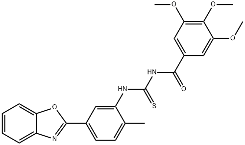 N-[5-(1,3-benzoxazol-2-yl)-2-methylphenyl]-N'-(3,4,5-trimethoxybenzoyl)thiourea Struktur